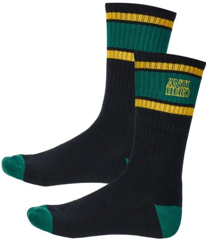 Anti Hero Outline Logo Socks / Black / Green / Gold