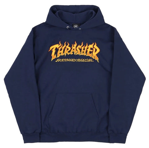 Thrasher Fire Logo Hoodie / Navy