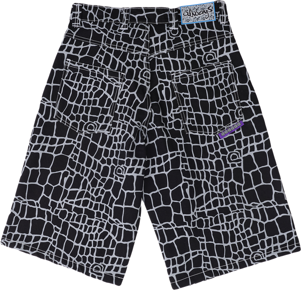 Always Do What You Should Do Croc Print Denim Shorts