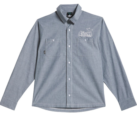 Adidas Gonz Ls Button Up / Aurora Ivy / White