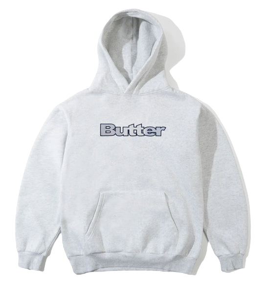 Butter Goods Stripe Logo Applique Pullovee Hoodie / Ash