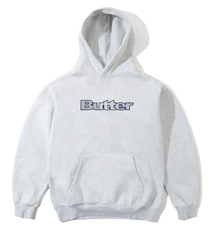 Butter Goods Stripe Logo Applique Pullovee Hoodie / Ash