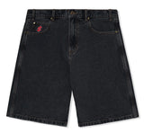 Cash Only Logo Denim Shorts / Washed Black