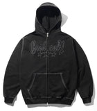 Cash Only Strip Zip Thru Hoodie / Washed Black