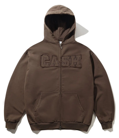 Cash Only Campus Zip Thru Hoodie / Washed Brown