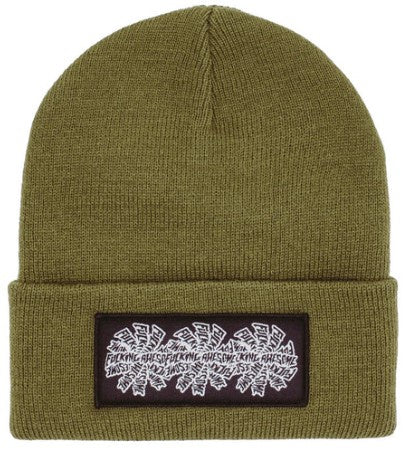Fucking Awesome Three Spirals Edge Stitch Beanie / Winter Moss