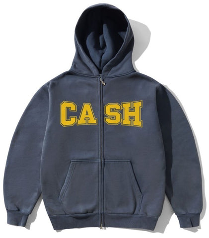 Cash Only Campus Zip Thru Hoodie / Washed Navy