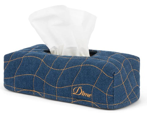 Dime Quilted Tissue Box Cover / Indigo