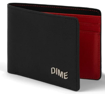 Dime Leather Bi Fold Wallet / Black / Cherry