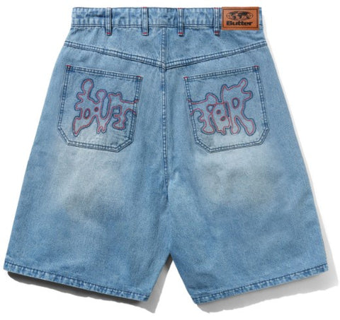 Butter Goods Blotch Denim Shorts / Streaky Blue
