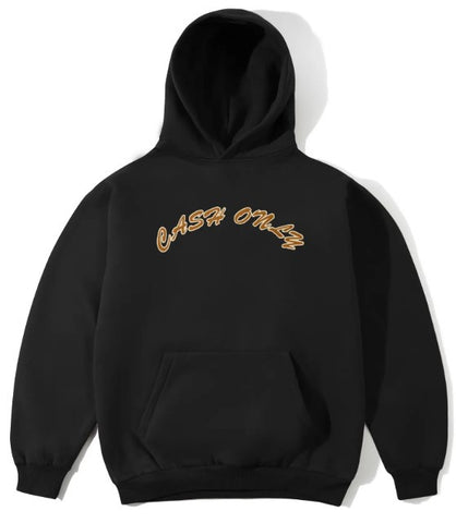 Cash Only Felt Applique Pullover Hoodie / Black