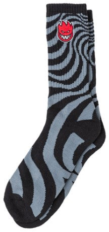 Spitfire Big Head EMB Swirl Socks / Charcoal / Black