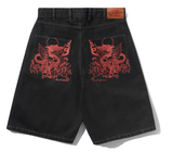 Butter Goods x Daniel Johnston Dragon Denim Shorts / Washed Black