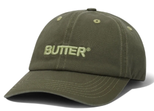 Butter Goods Rounded Logo 6 Panel Hat / Washed Army