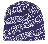Fucking Awesome Stamp Repeat Skully Beanie / Navy / White