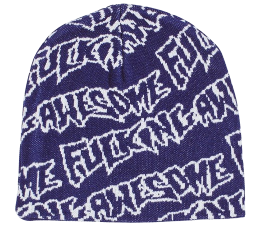Fucking Awesome Stamp Repeat Skully Beanie / Navy / White