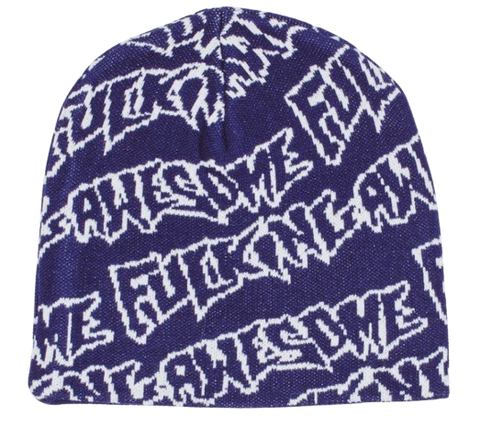 Fucking Awesome Stamp Repeat Skully Beanie / Navy / White