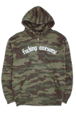 Fucking Awesome Black Letter Zip Up Hoodie / Camo