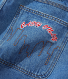 Cash Only Logo Denim Shorts / Washed Indigo