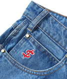 Cash Only Logo Denim Shorts / Washed Indigo