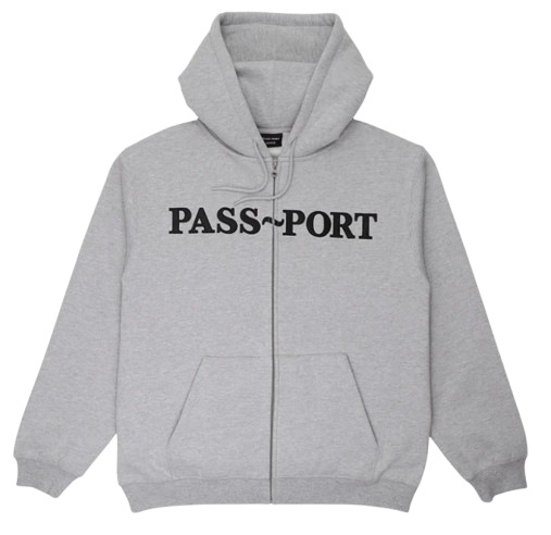 Passport Official Zip Up Hoodie / Ash