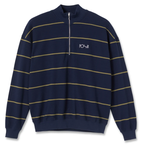 Polar Stripe Zip Neck Sweater / Navy