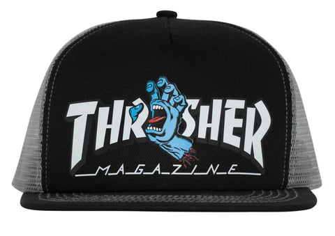 Thrasher x Santa Cruz Screaming Logo Trucker Hat / Black / Grey