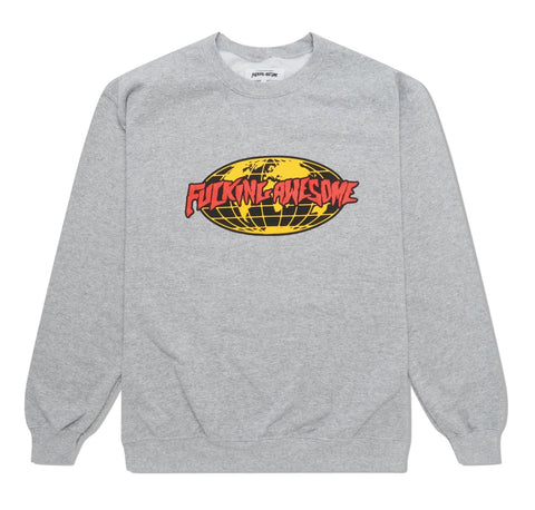 Fucking Awesome World Logo Crewneck / Heather Grey
