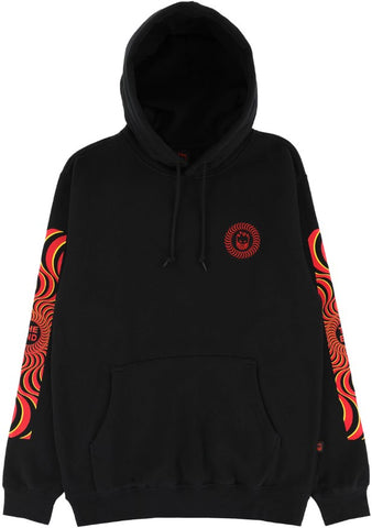 Spitfire Classic Swirl Overlay Sleeve Hoodie / Black / Red