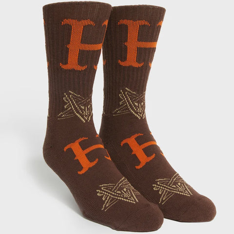 Huf x Thrasher Duality Socks / Chocolate